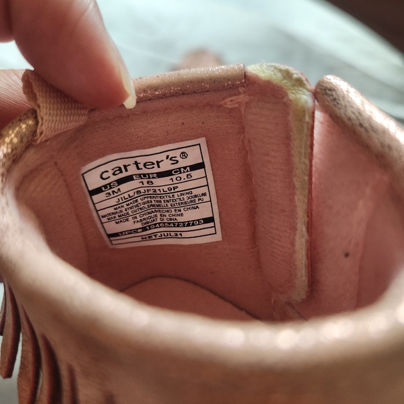 Simple joy carter pink mocassin boots size 3 baby girl shoes new fringe - Picture 5 of 8